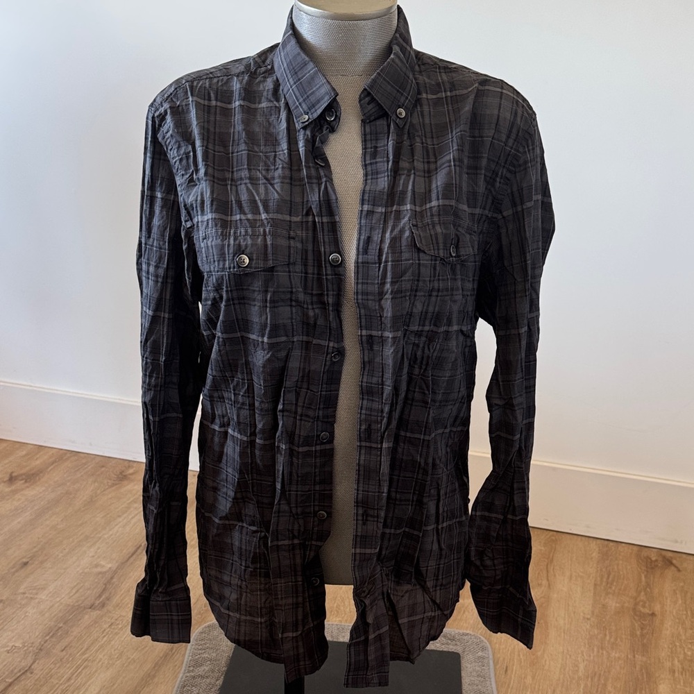 Calvin Klein Dark Plaid Shirt Jacket